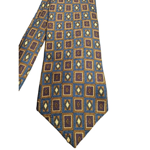 Vintage Ferrell Reed Belk Men's Square Geometric Silk Necktie Tie Classic - Picture 2 of 7